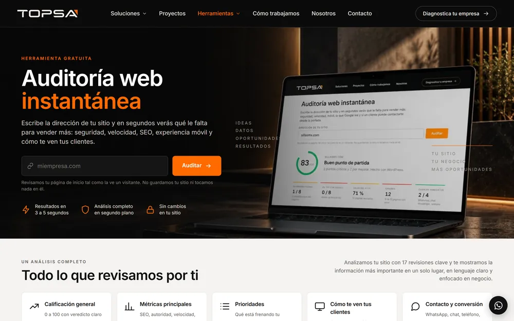Auditoría web instantánea de TOPSA
