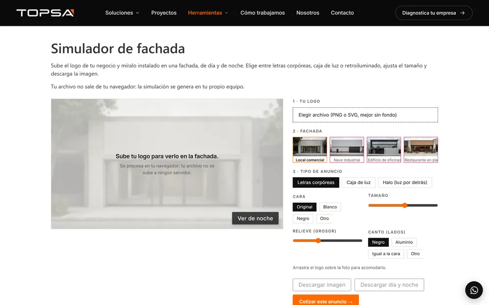 Simulador de fachada de TOPSA